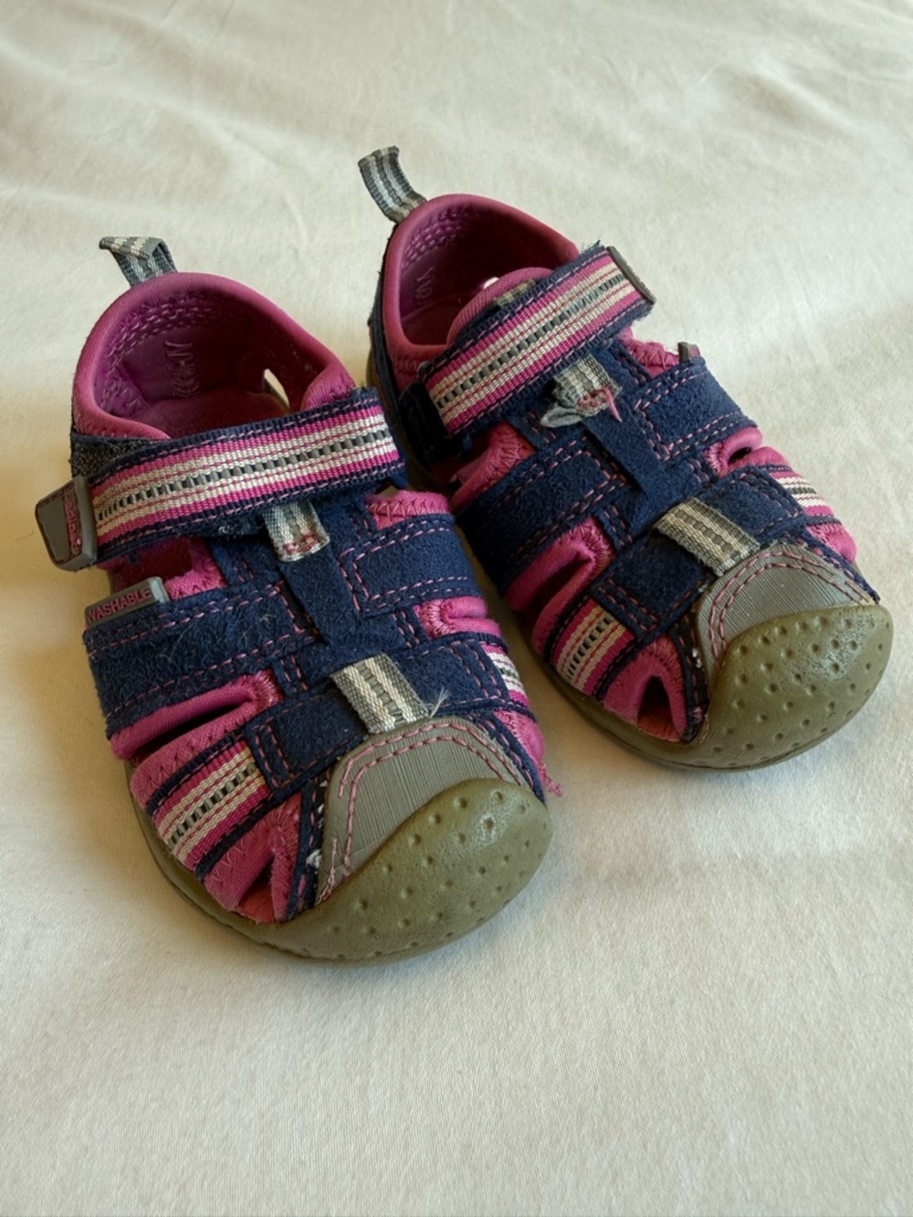 Pediped Navy and Pink Active Sandals - Comfortable Closed-Toe Shoe